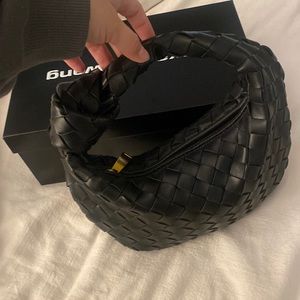 Mini knot woven bag in black